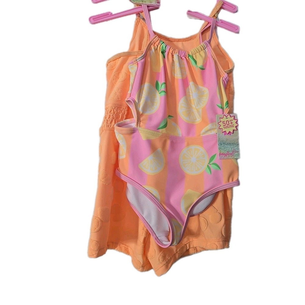 Bmagical Girls 2 Piece Bathing Suit & One Piece Ramper‎ Set Size 5